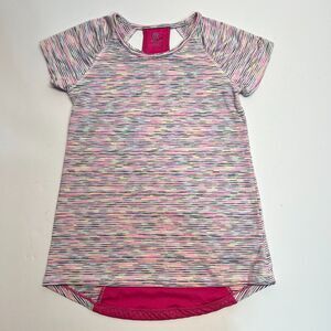 Champion Girls Shirt Dry Fit Cut Out Back Design Multicolor Pink, Sz M (7-8)